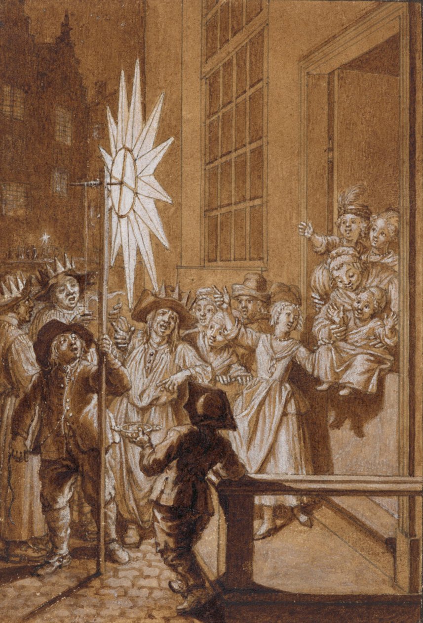 Bambini luterani cantanti presso una stella all