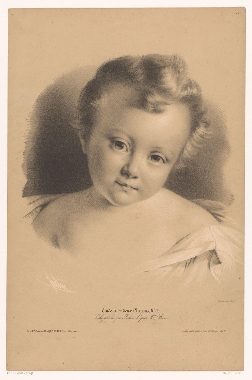 Ritratto di un bambino piccolo Studies in twee soorten krijt (serie) Étude aux deux Crayons (serie) da Bernard Romain Julien