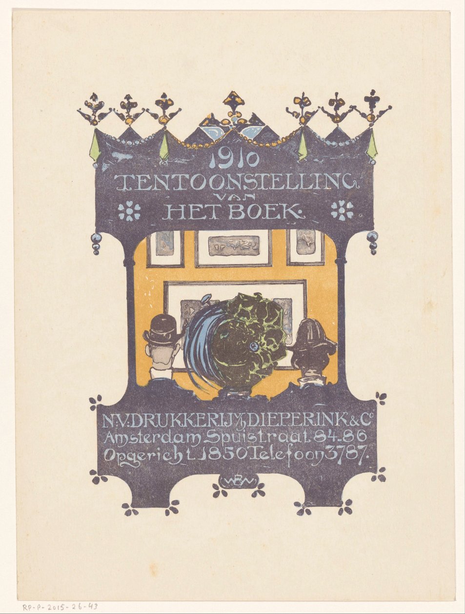 Pubblicità della tipografia e litografia di Amsterdam Dieperink & Co (1910 Mostra del libro) da Bernard Willem Wierink