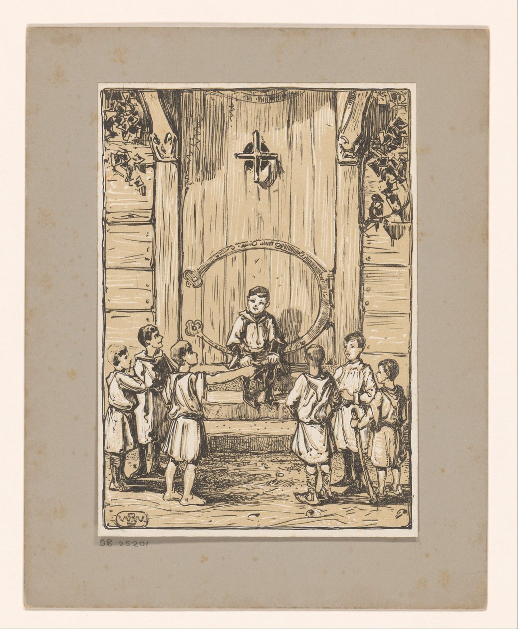 Ragazzi davanti a una porta di legno da Bernard Willem Wierink