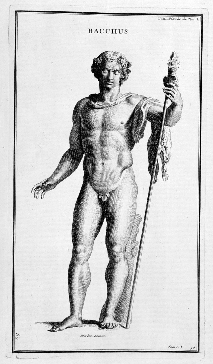 Bacco, dopo una statua romana, 1757 da Bernard de Montfaucon