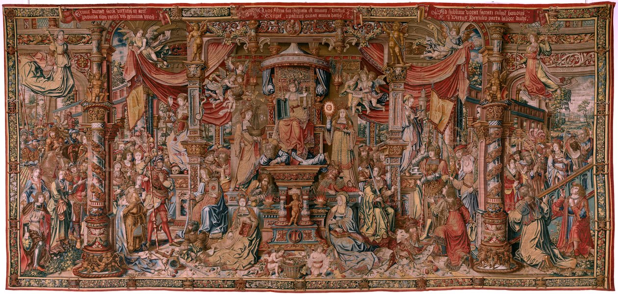 Serie Gli onori. Fede. Primo arazzo della serie. Modello Cartonisti del circolo di Bernard van Orley e Jan Gossaert (Mabuse). Manifattura Pieter van Aelst, Bruxelles. Ca 1550 da Bernard van Orley