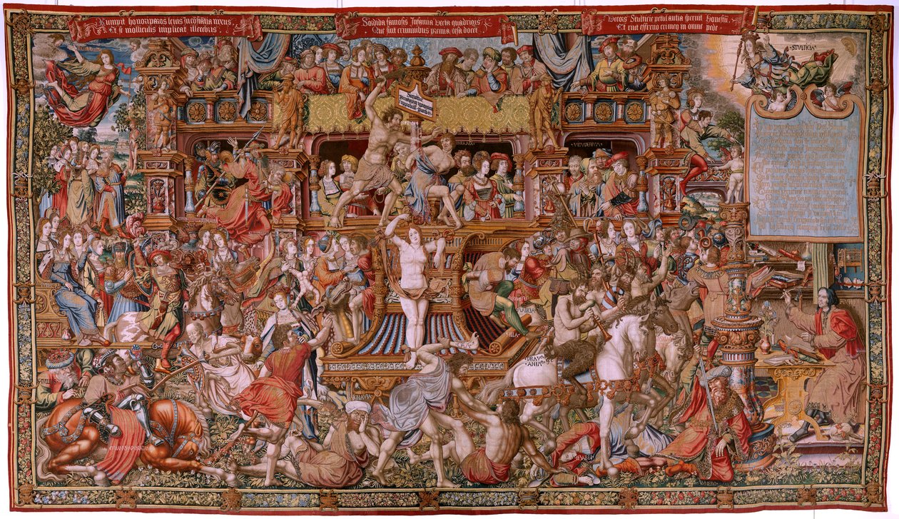 Serie Gli onori. Infamia. Sesto arazzo della serie. Modello Cartonisti del circolo di Bernard van Orley e Jan Gossaert (Mabuse). Manifattura Pieter van Aelst, Bruxelles. Ca 1550 da Bernard van Orley