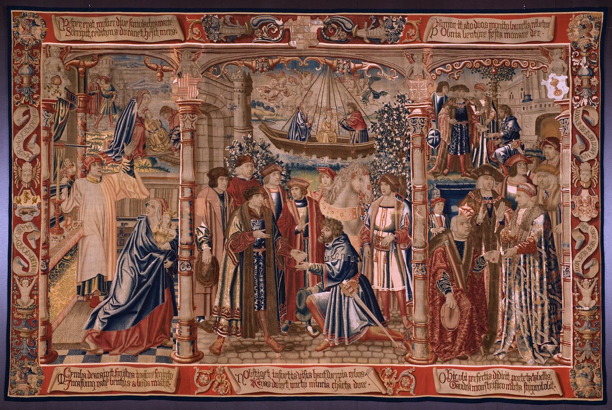 Arazzo fiammingo. Serie La Leggenda della Madonna del Sablon. La statua della Madonna viene portata alla chiesa di Sablon. da Bernard van Orley