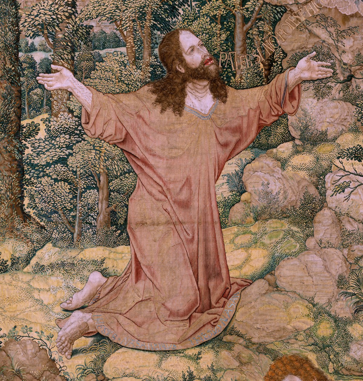 Serie La Passione di Cristo. Cristo nel Monte degli Ulivi. Manifattura Pieter de Pannemaeker, Bruxelles. Cartonista Barend van Orley. Ca 1518-1522. da Bernard van Orley