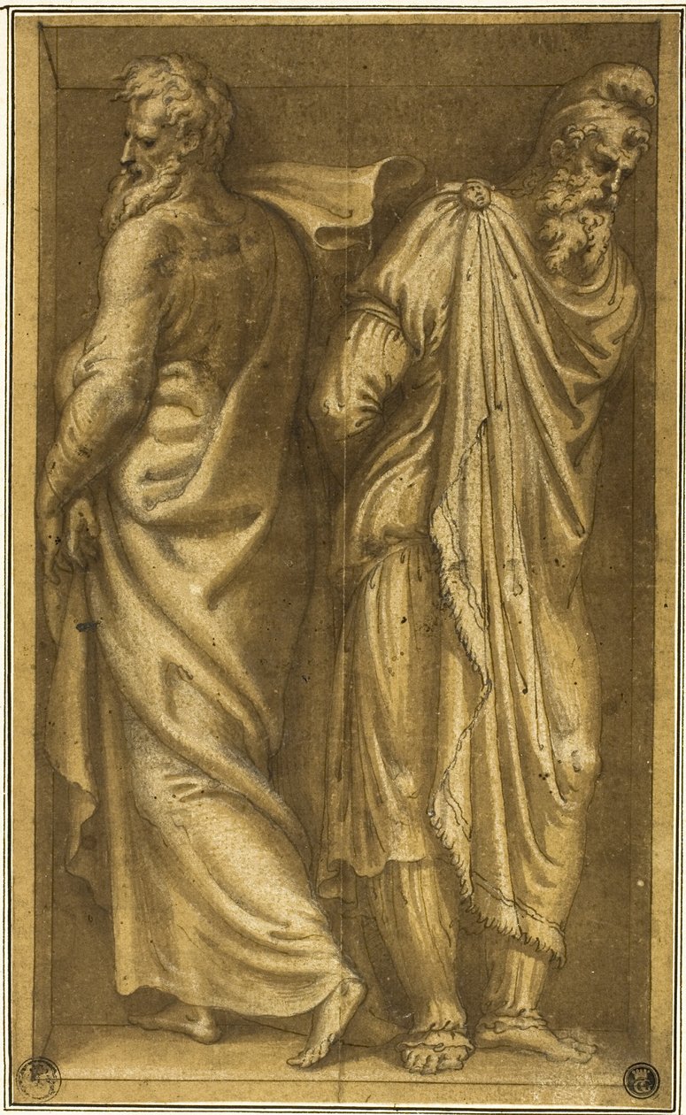 Due prigionieri in piedi in una nicchia da Bernardino Campi