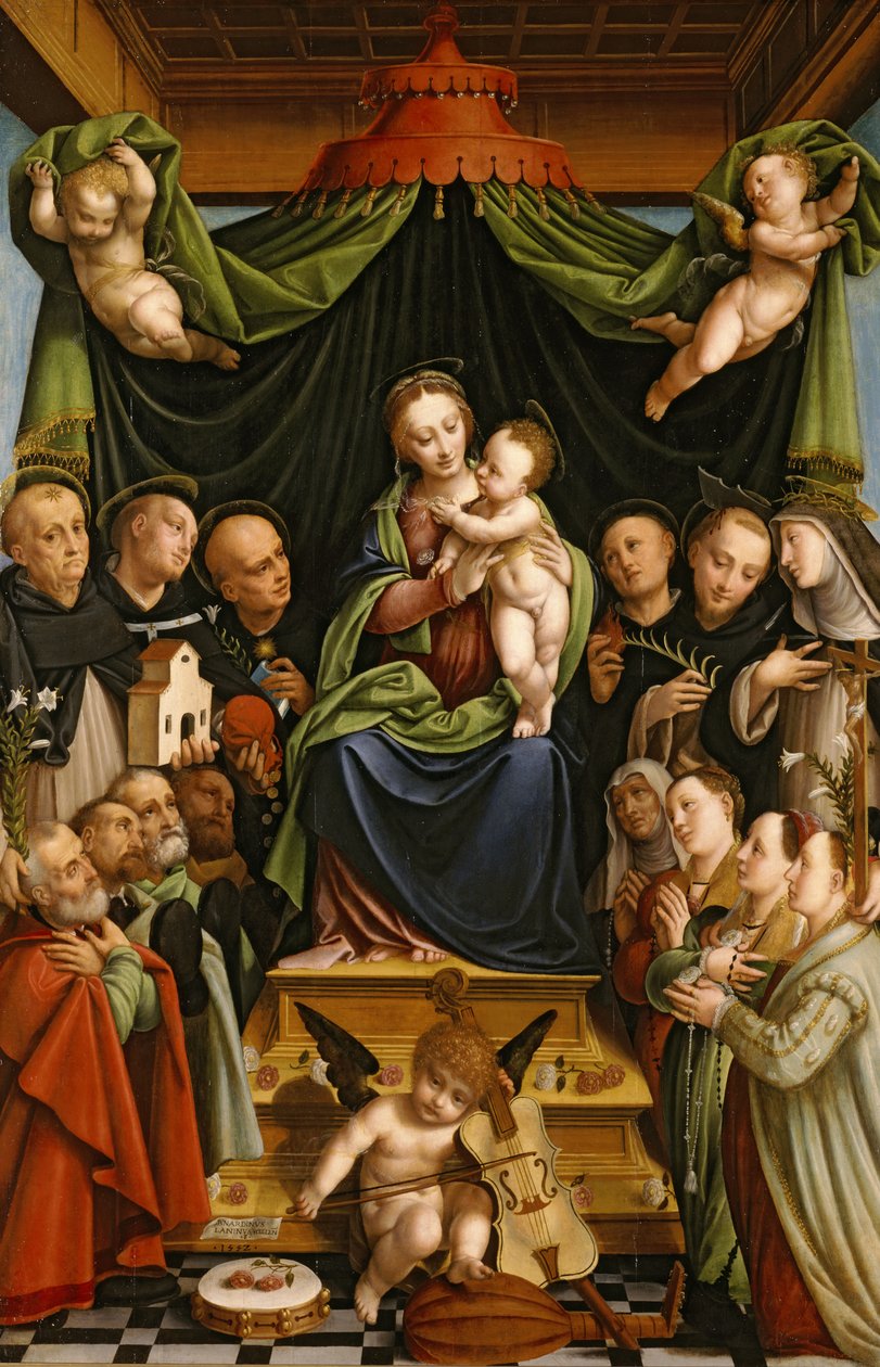 Madonna col Bambino in trono con Santi e Donatori da Bernardino Lanino