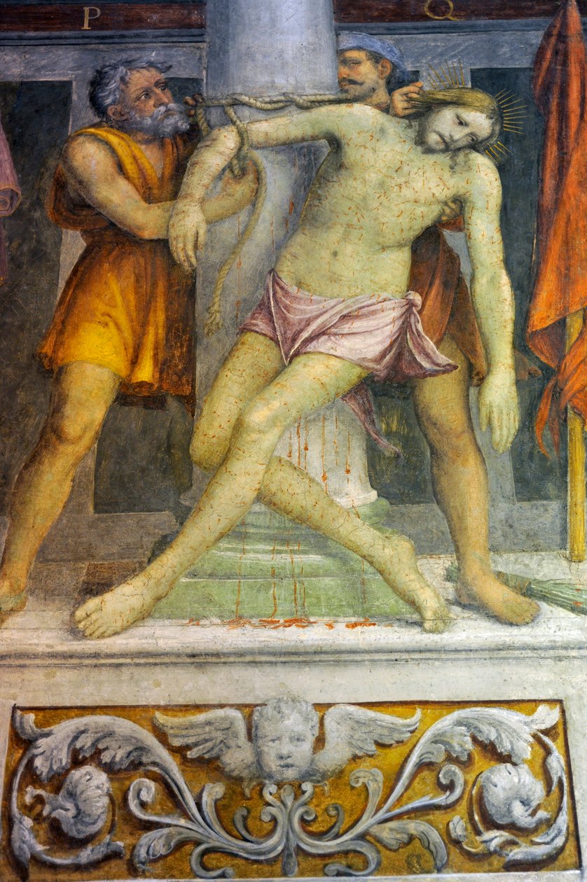 Gesù legato alla colonna, affresco di Bernardino Luini nella chiesa di San Maurizio al Monastero Maggiore, Milano, Lombardia, Italia da Bernardino Luini