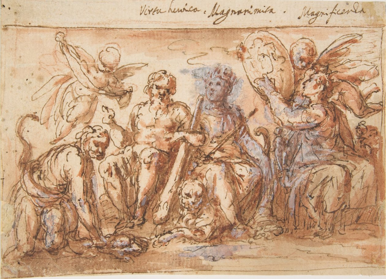 Figure allegoriche: Forza, Ercole che strangola l