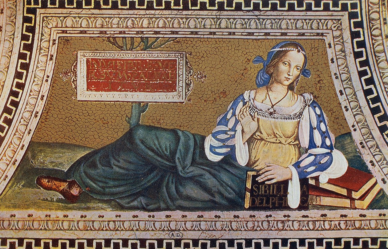 Sibilla Delfica, Incisione da mosaico di Bernardino Pinturicchio nella chiesa di Santa Maria del Popolo, Roma da Bernardino di Betto (after) Pinturicchio