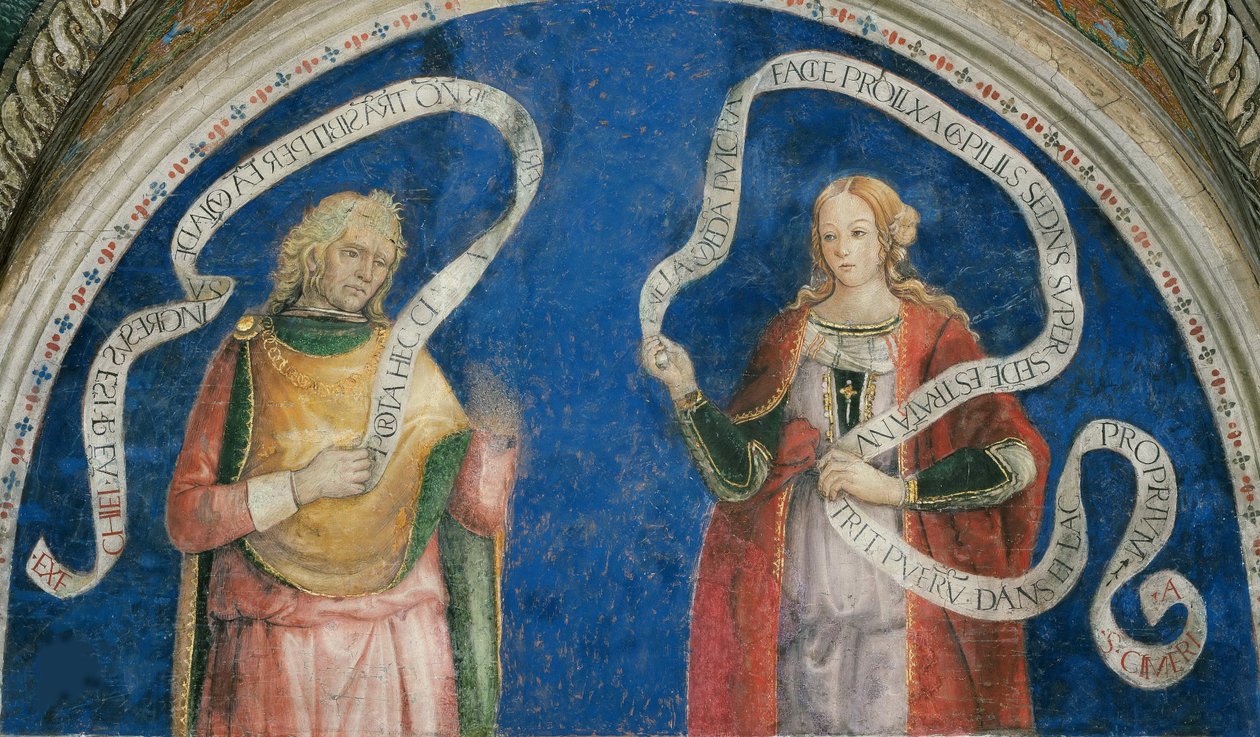 Il profeta Ezechiele e la sibilla cimmeriana, di Pinturicchio, Bernardino, Bottega di (1454-1513). Affresco da Bernardino di Betto (workshop of) Pinturicchio