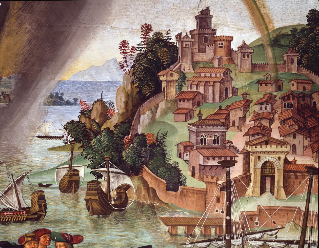 Papa Pio II va al Concilio di Basilea (dettaglio) da Bernardino di Betto Pinturicchio