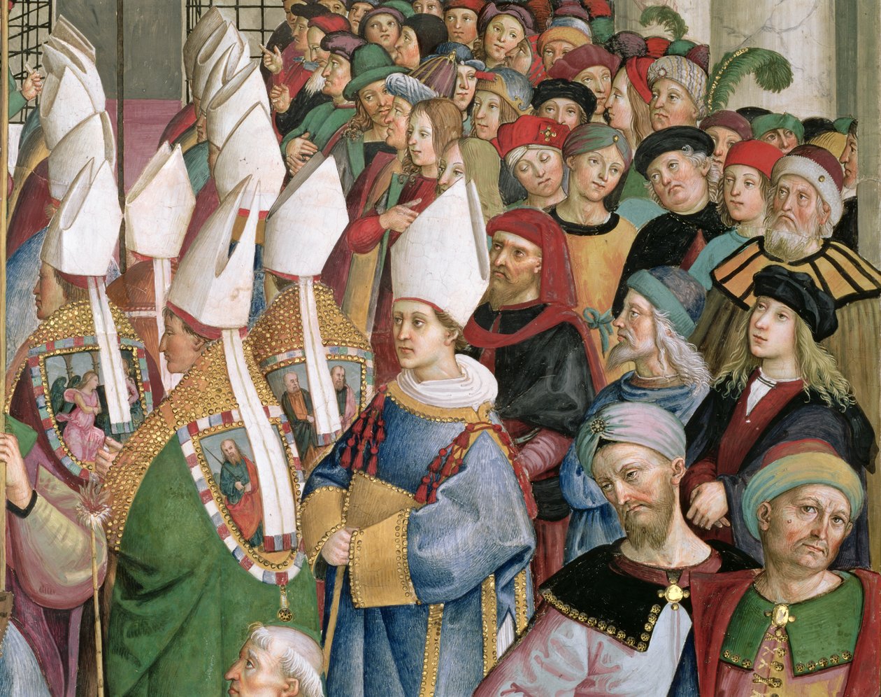 I cardinali che attraversano la folla di spettatori laici, dettaglio da 