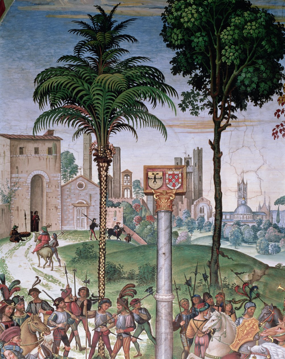 Veduta di Siena con la Cattedrale e Porta Camollia (dettaglio) da Bernardino di Betto Pinturicchio