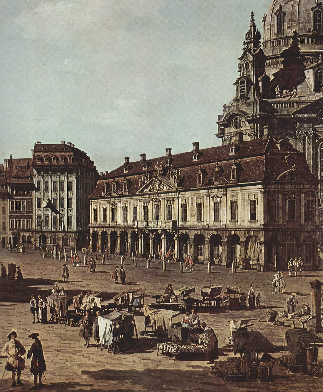 Veduta di Dresda, Il Neumarkt dalla Moritzstraße da Bernardo Bellotto