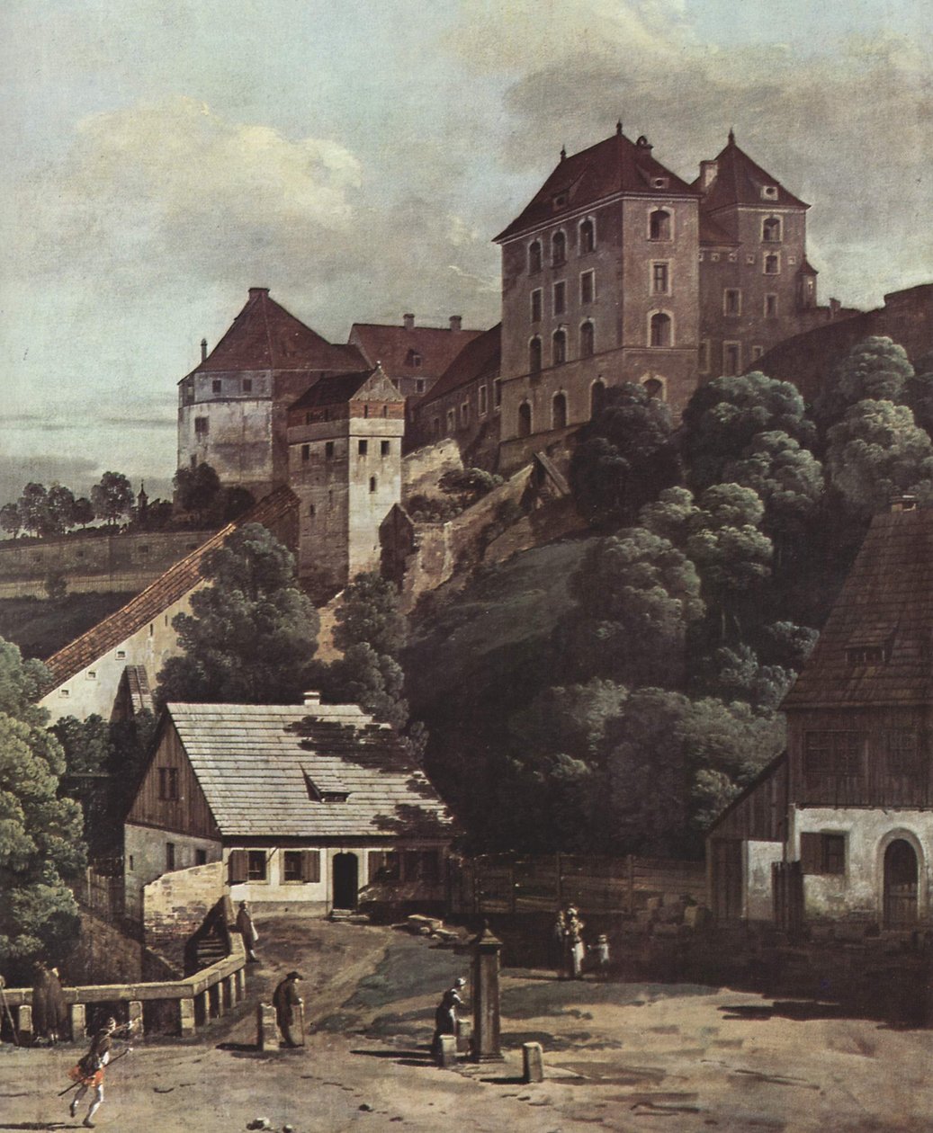 Veduta di Pirna, Pirna vista dal lato Sud, con fortificazioni e Obertor (porta della città) e Fortezza Sonnenstein da Bernardo Bellotto