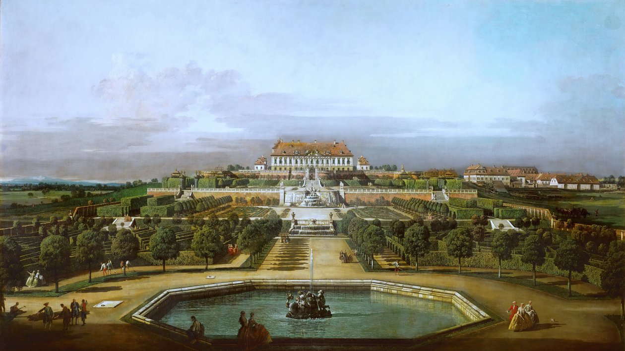 Il Palazzo Imperiale di Schlosshof, lato giardino da Bernardo Bellotto