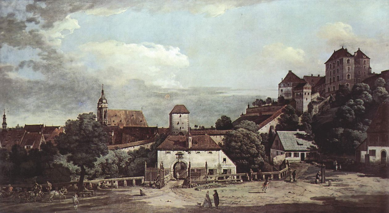 Pirna vista dal lato sud, con fortificazioni e Obertor da Bernardo Bellotto