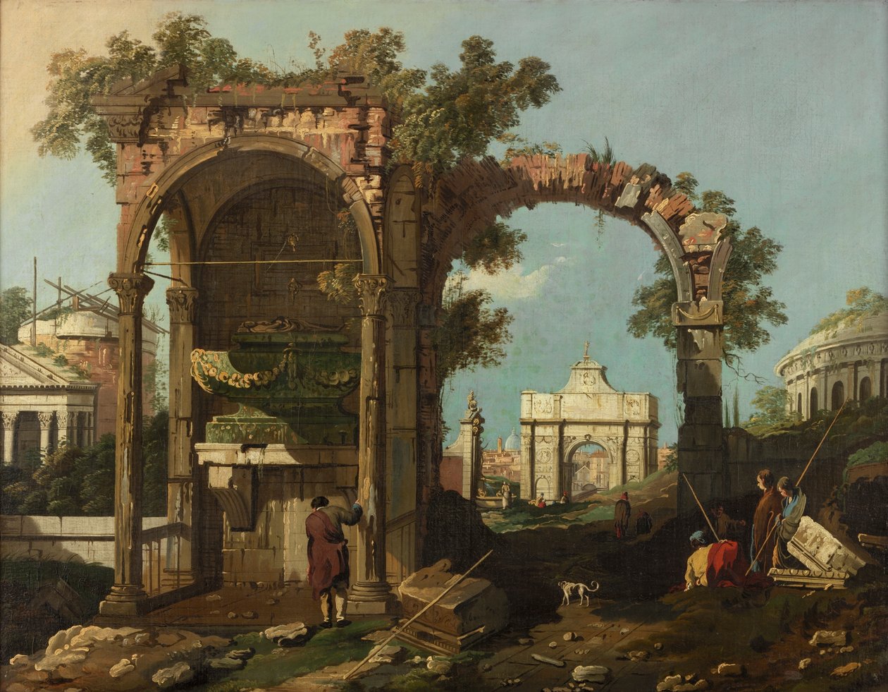 Rovine e figure, periferia di Roma vicino alla Tomba di Cecilia Metella, c.1750-1775 da Bernardo Bellotto