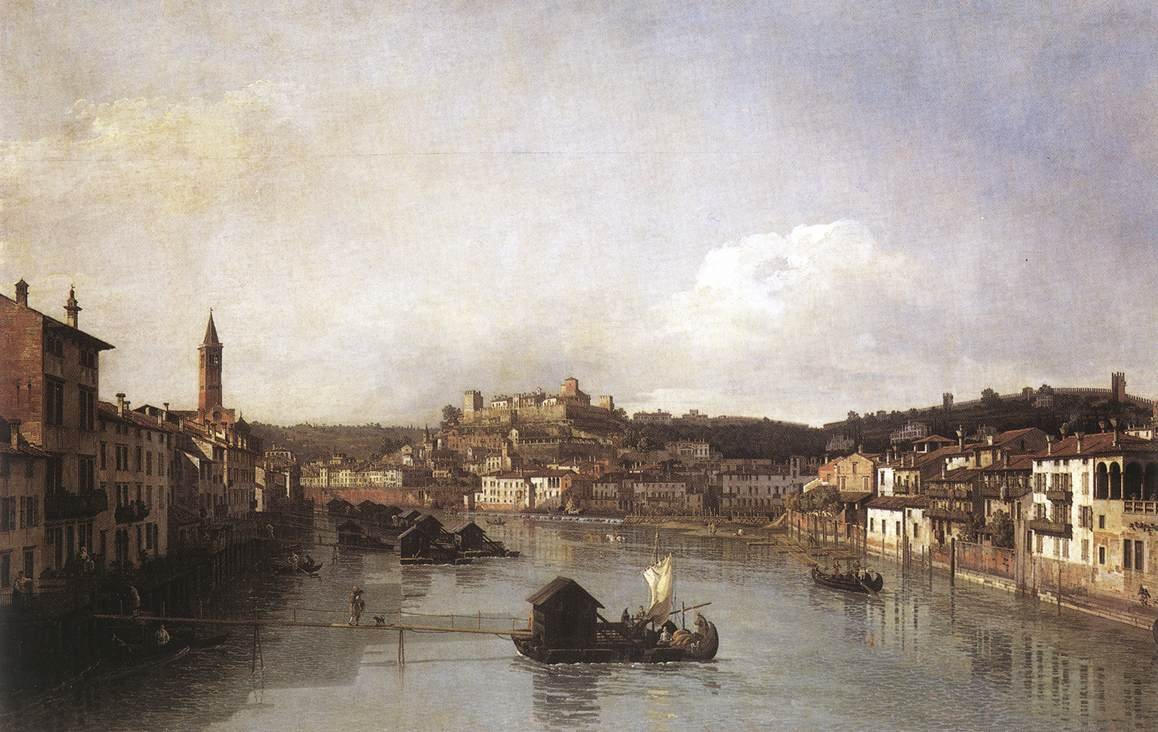 Vista di Verona e del fiume Adige dal Ponte Nuovo da Bernardo Bellotto