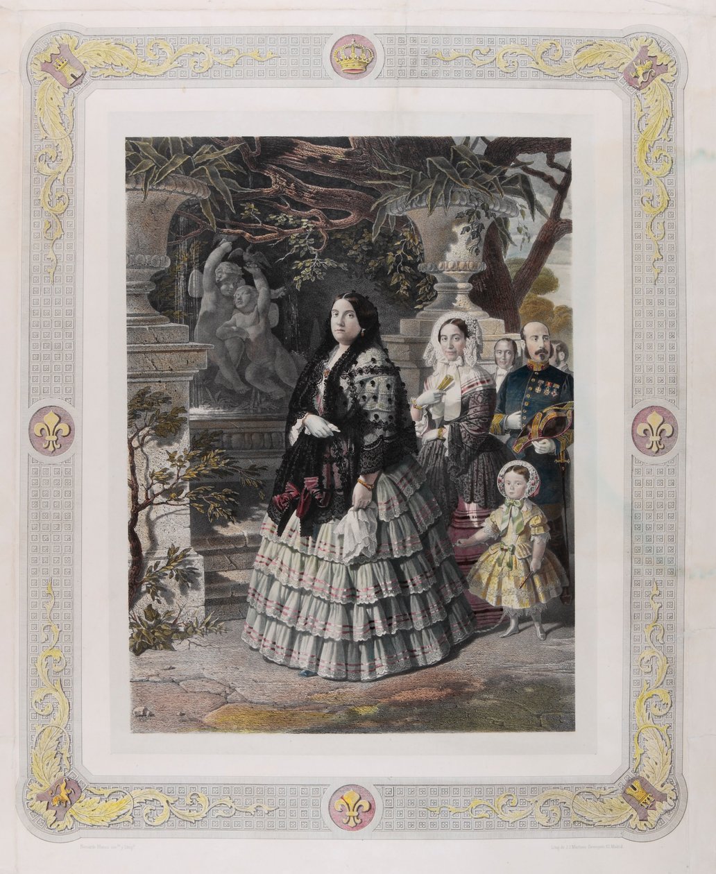 Sua Maestà la Regina Isabella II e sua figlia augustissima Sua Altezza Serenissima la Principessa di... da Bernardo Blanco y Pérez