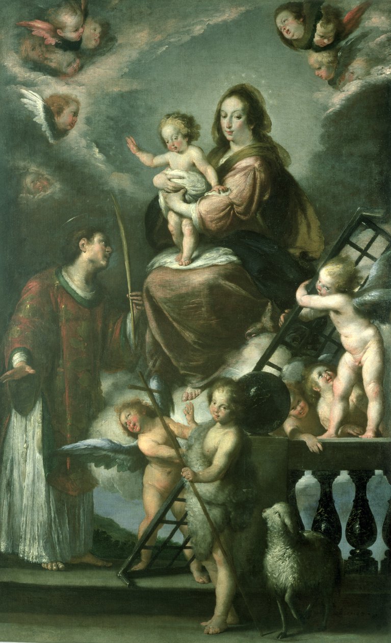 Madonna col Bambino con il piccolo San Giovanni Battista e San Lorenzo e angeli, 1629 da Bernardo Strozzi