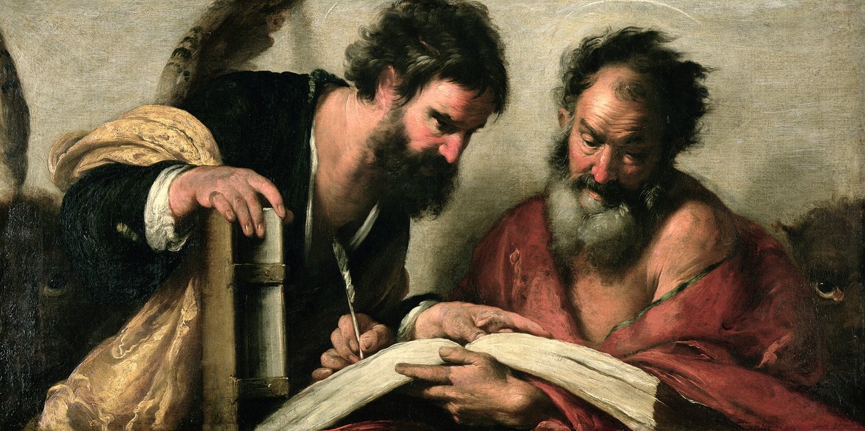 San Giovanni Evangelista e San Marco discutono dei loro scritti da Bernardo Strozzi