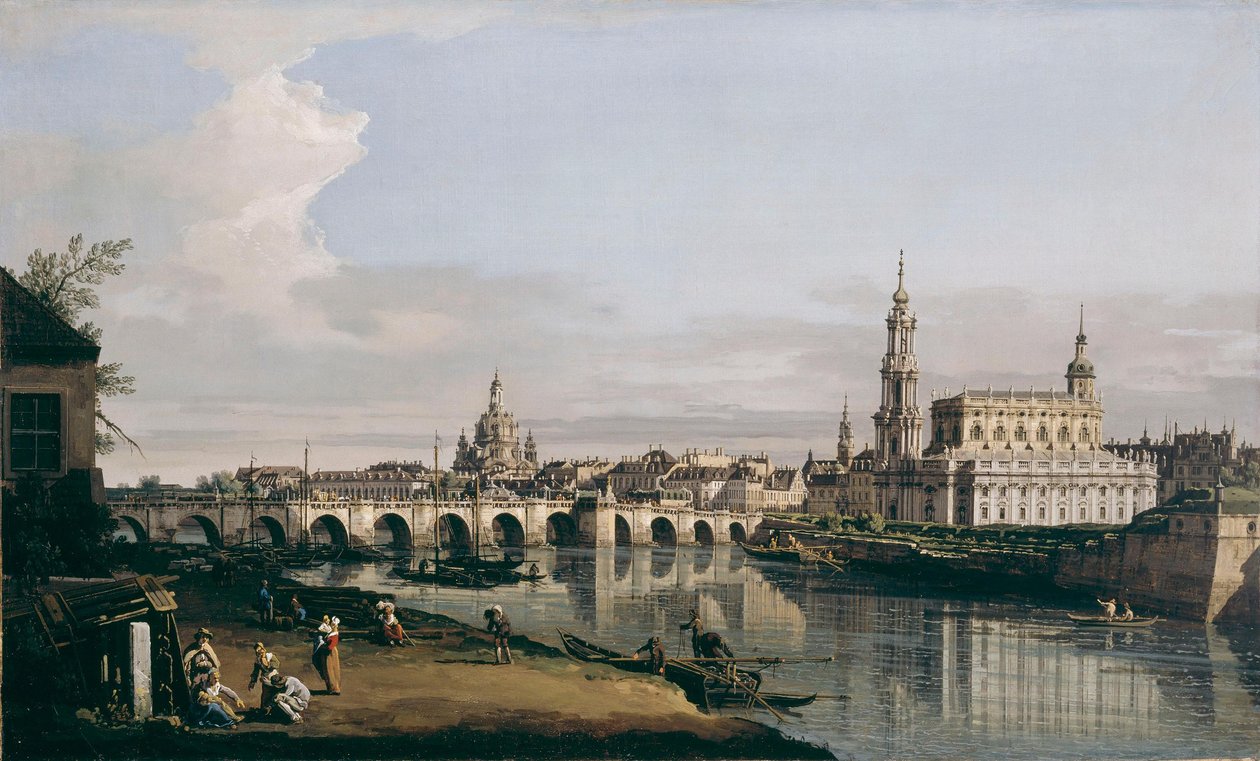 Dresda vista dalla riva destra dell’Elba, sotto il ponte di Augusto da Bernardo Bellotto