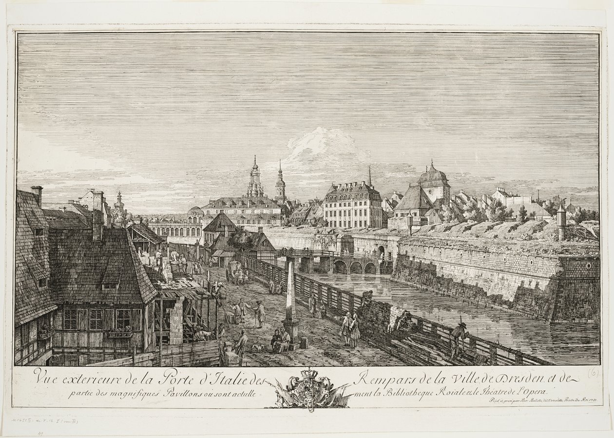 Vista esterna della Porta Italiana delle Mura della Città di Dresda da Bernardo Bellotto