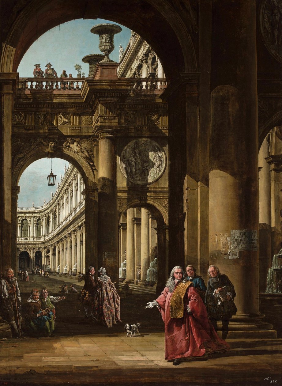 Tedesco: Fantasia architettonica con nobile veneziano Autoritratto come ambasciatore veneziano da Bernardo Bellotto