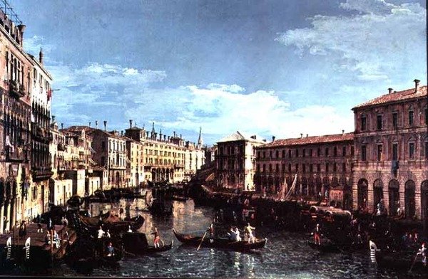 Canal Grande, Venezia, vista verso sud al Ponte di Rialto da Bernardo Bellotto