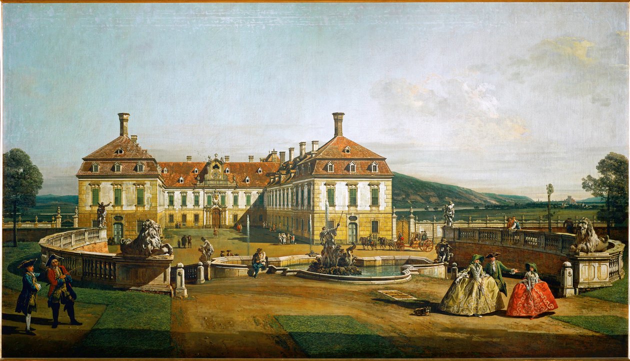 Il castello di Schlosshof, in Austria, visto dai giardini, costruito dal principe Eugenio di Savoia... (olio su tela) da Bernardo Bellotto