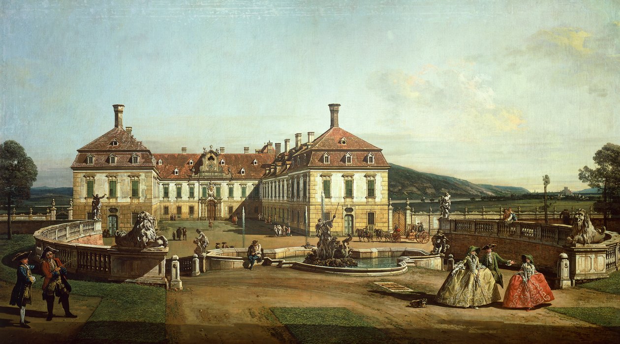 Il Castello Imperiale di Schlosshof dal lato del giardino da Bernardo Bellotto