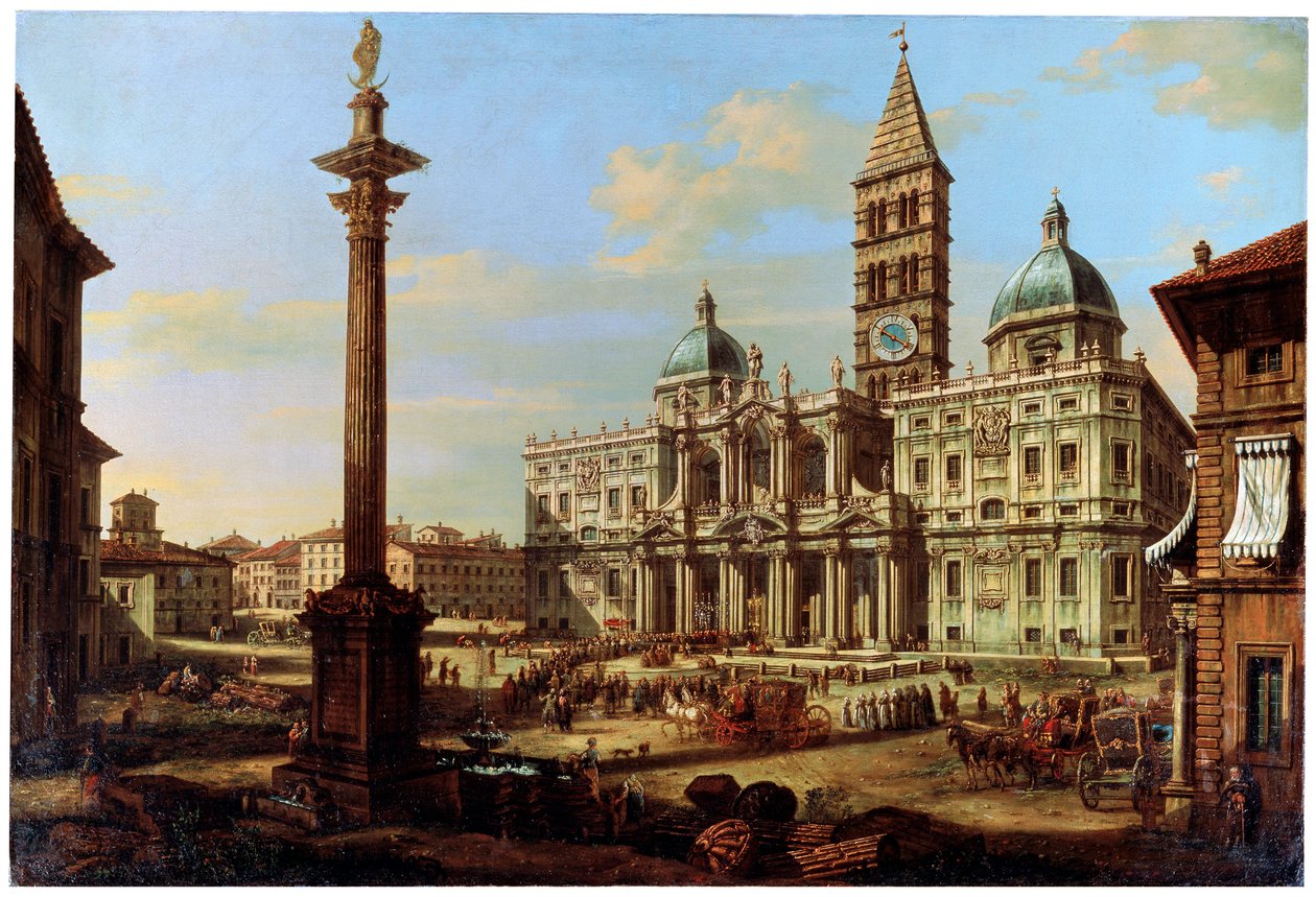 La Piazza e la Chiesa di Santa Maria Maggiore a Roma, 1739 da Bernardo Bellotto