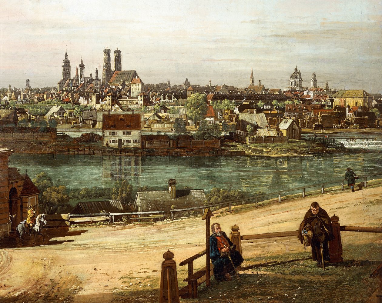 Veduta di Monaco da Haidhausen con il fiume Isar al centro (dettaglio) da Bernardo Bellotto