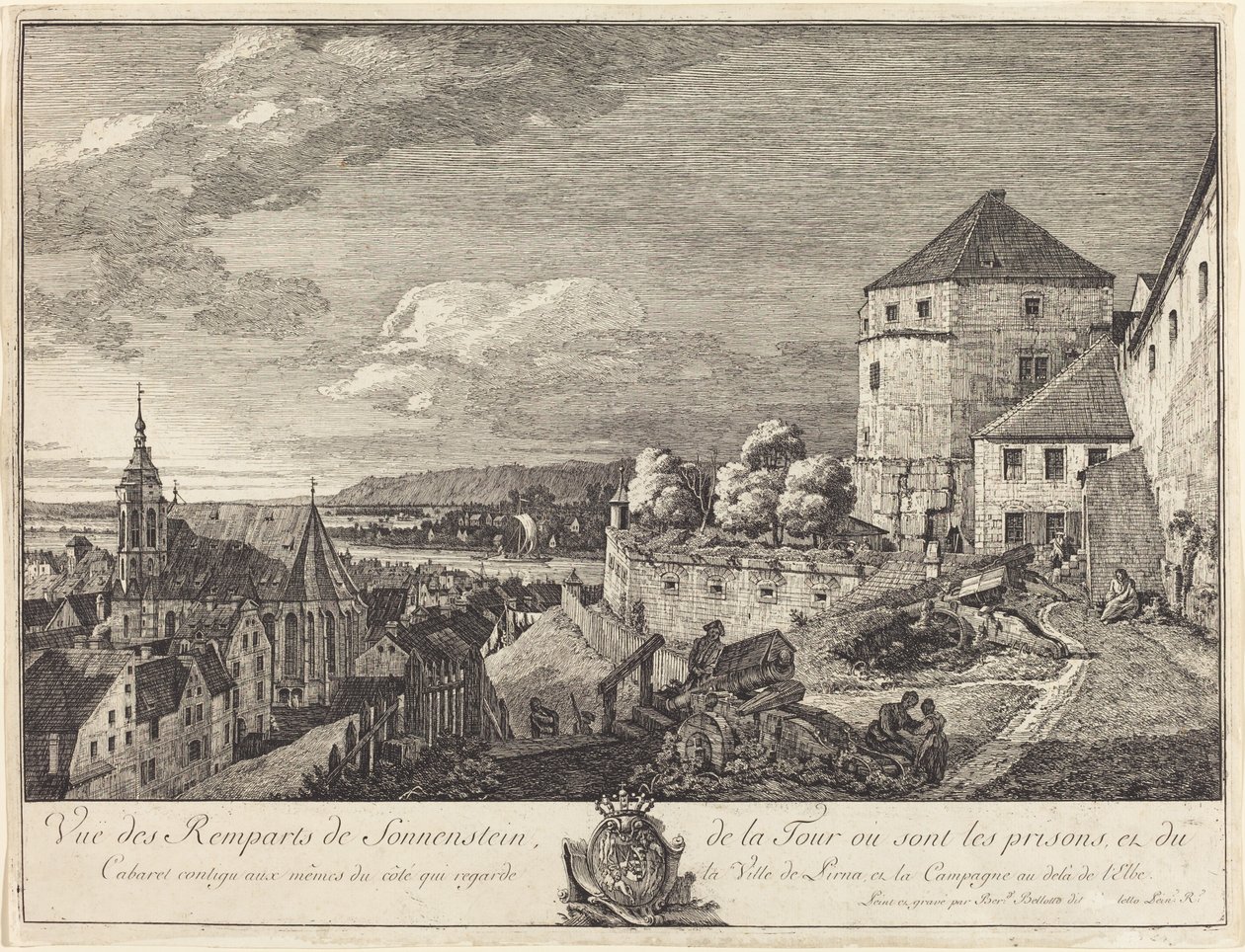 Vista delle mura di Sonnenstein da Bernardo Bellotto