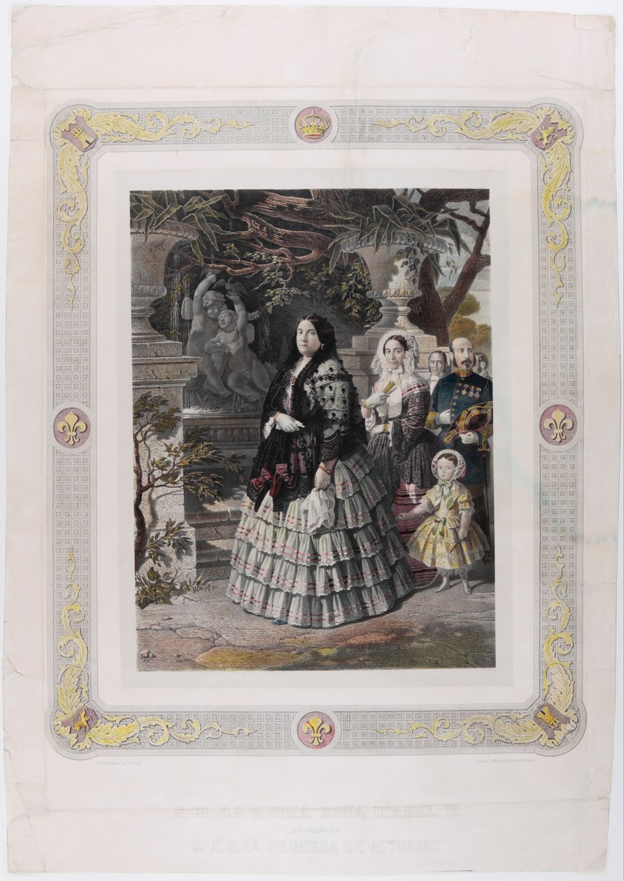 Sua Maestà la Regina Isabella II e sua augusta figlia Sua Altezza Serenissima la Principessa di As da Bernardo Blanco y Pérez