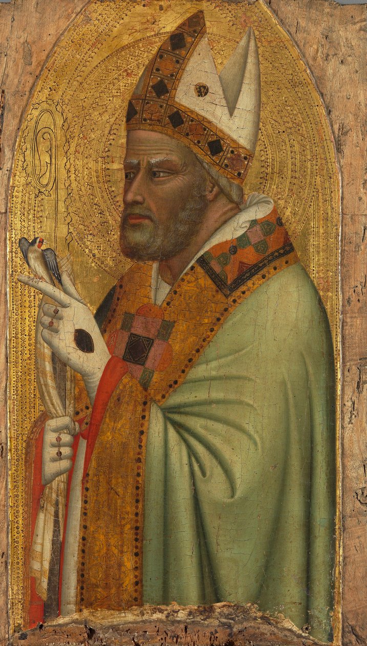 Heiliger Bischof mit einem Stieglitz da Bernardo Daddi