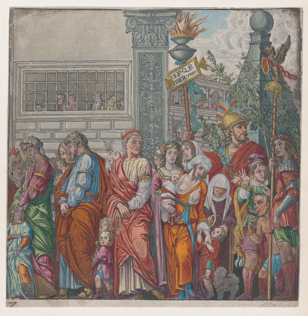 Foglio 7: processione, dal Trionfo di Giulio Cesare da Bernardo Malpizzi