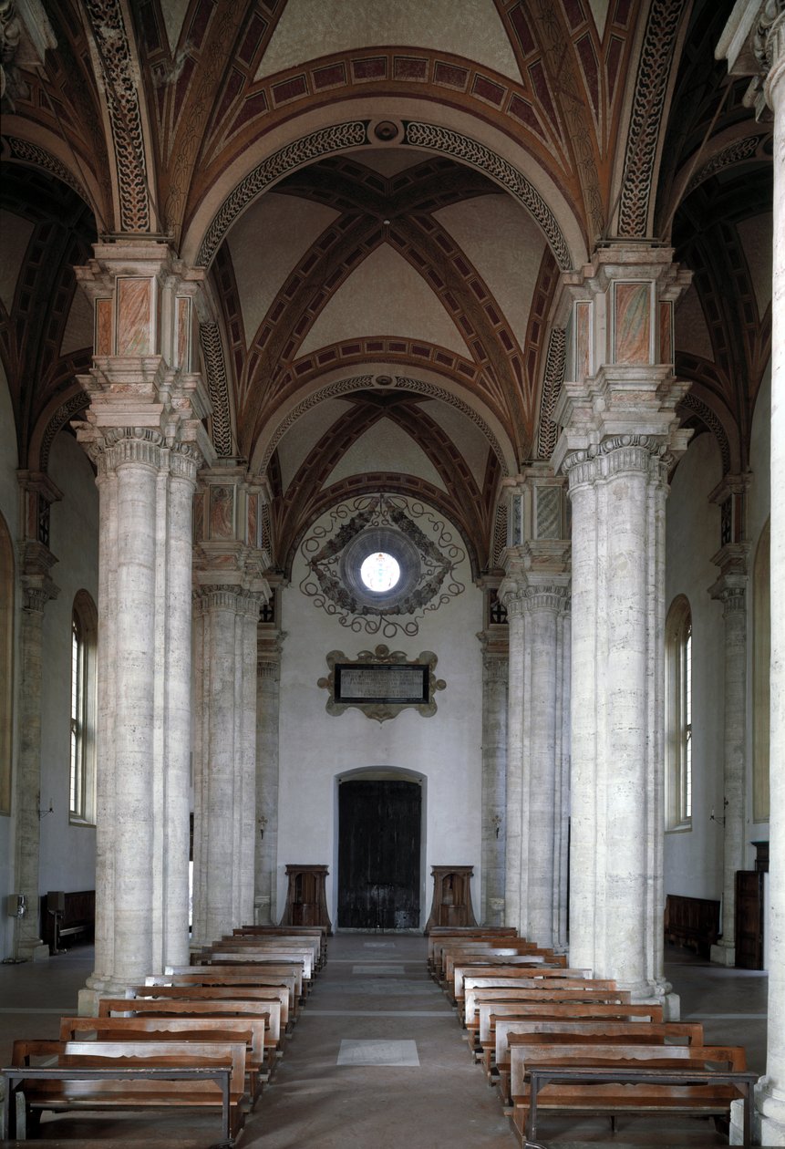 Vista interna della chiesa di Pienza da Bernardo Rossellino