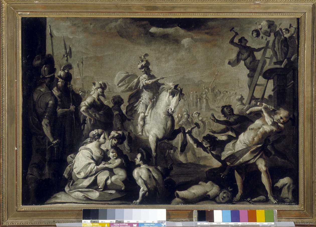 Costantino (Costantino I, Gaio Flavio Valerio Aurelio Costantino, imperatore romano morto nel 337) distrugge idoli da Bernardo Strozzi