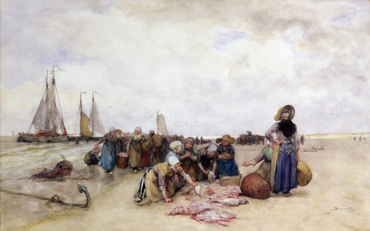 Vendita di pesce sulla spiaggia da Bernardus Johannes Blommers or Bloomers