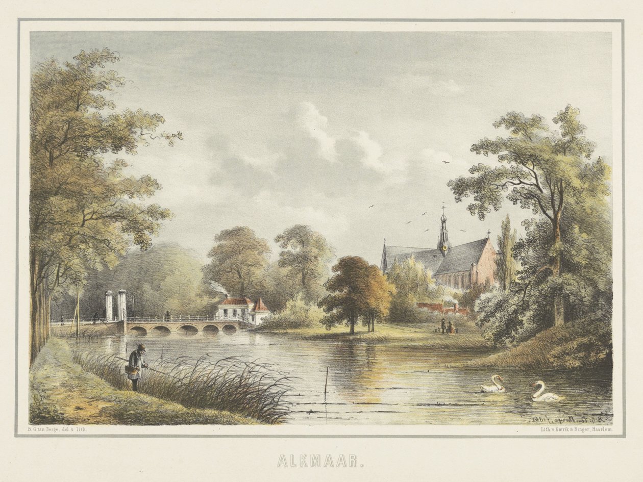 Veduta di Alkmaar con la Grande Chiesa da Bernardus Gerardus ten Berge