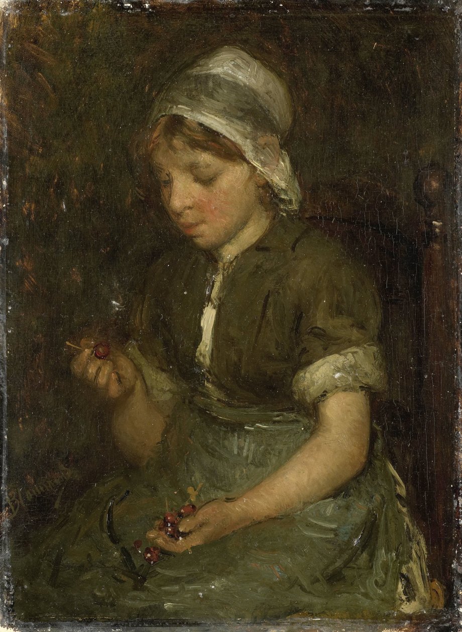 Ragazza con ciliegie da Bernardus Johannes Blommers