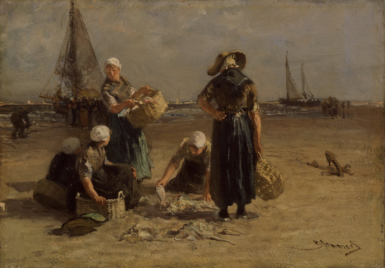 Pescivendole sulla spiaggia da Bernardus Johannes Blommers or Bloomers