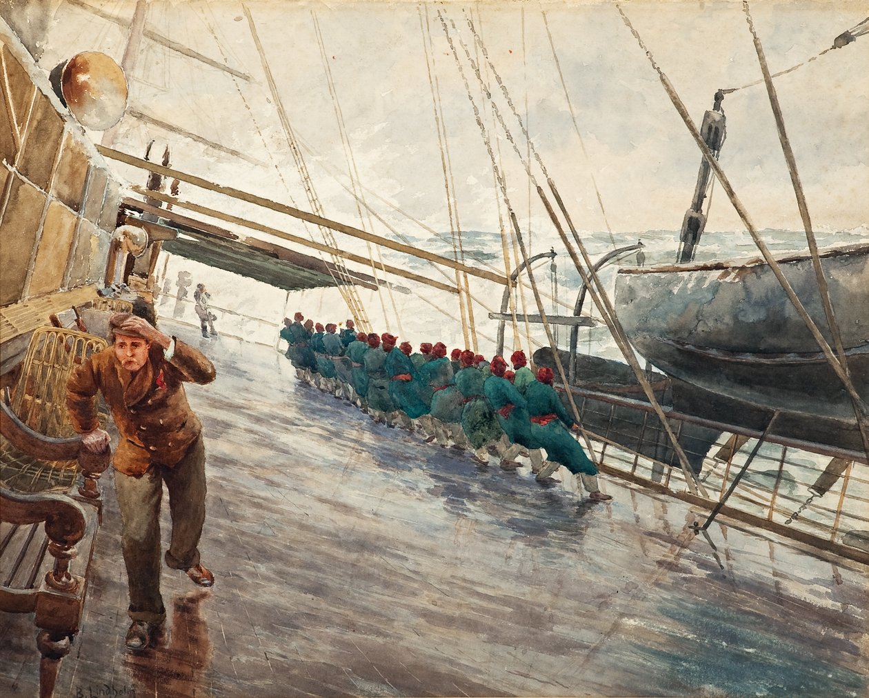 Nave in un mare in tempesta da Berndt Lindholm