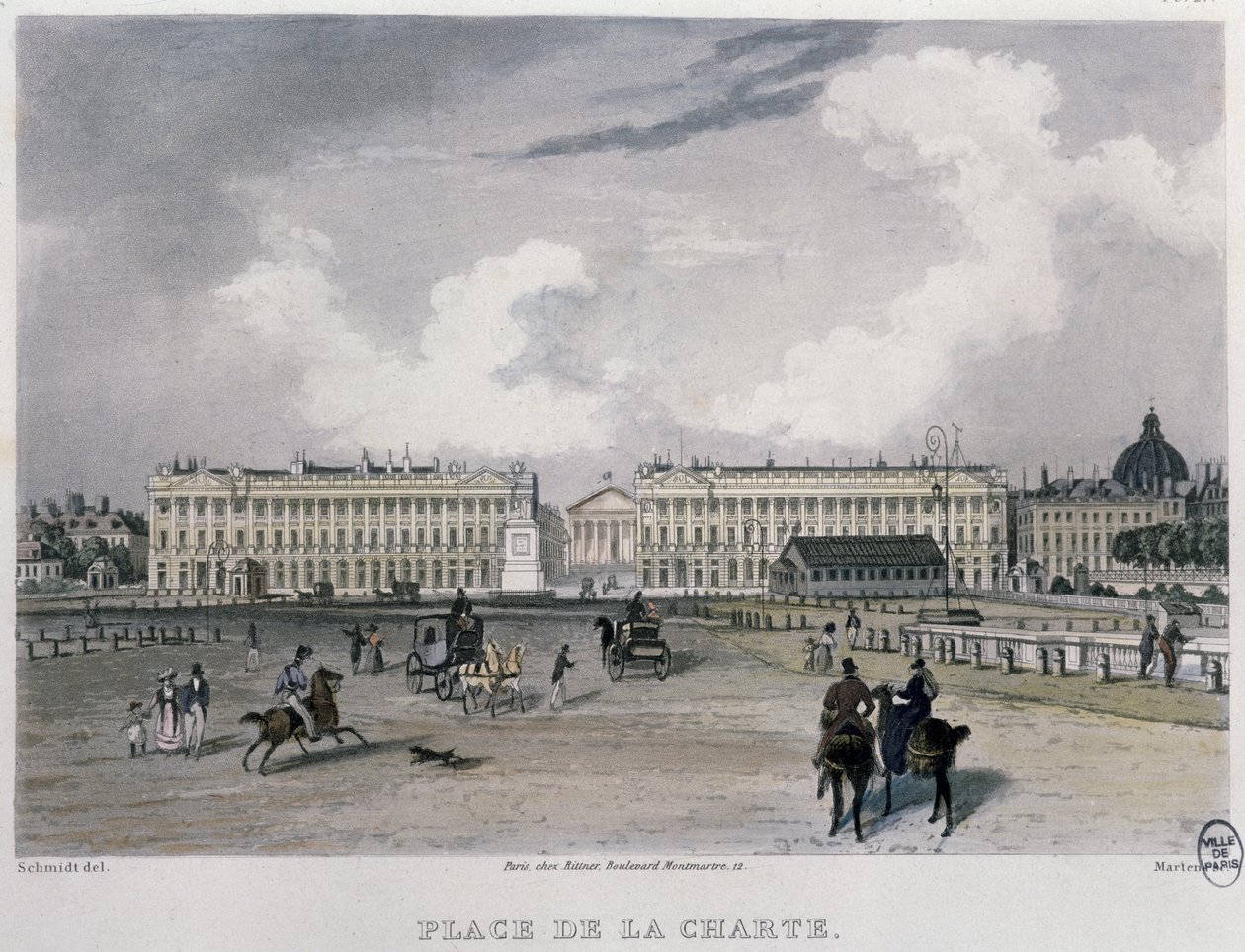 Place de la Concorde, Parigi, 1832 da Bernhard Schmidt