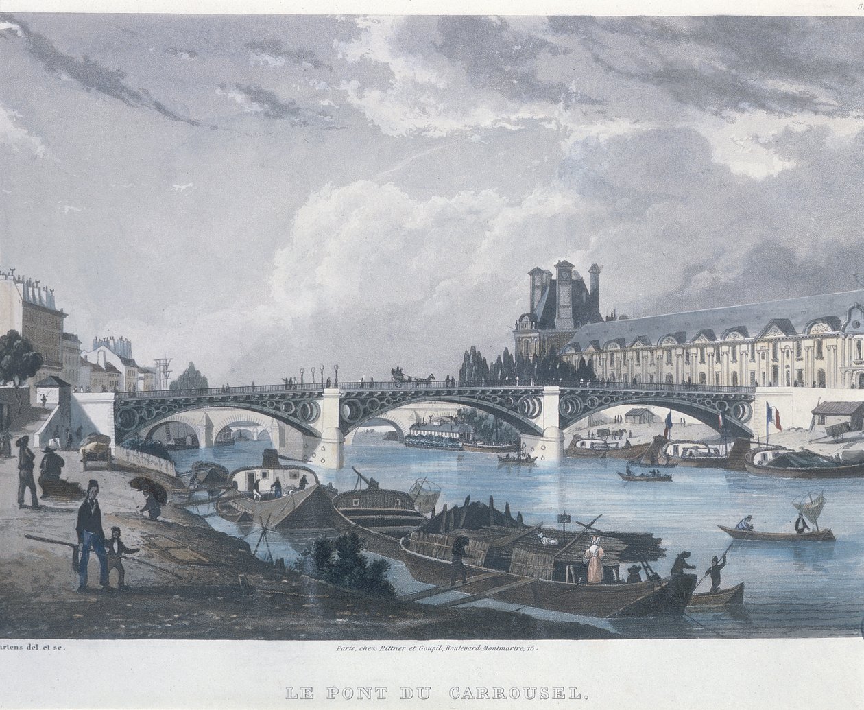 Il Pont du Carrousel, 1832 da Bernhard Schmidt