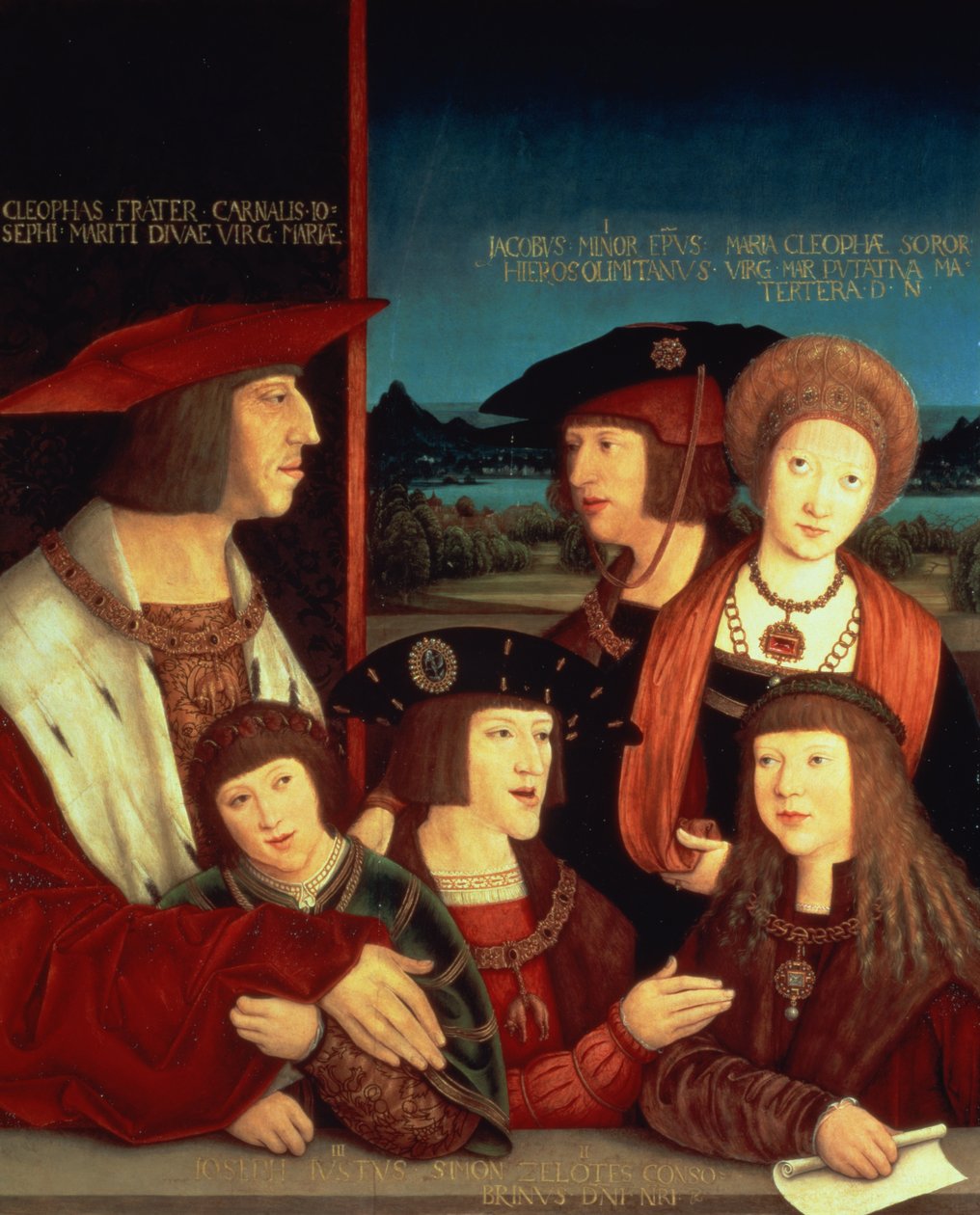 Massimiliano I con la sua prima moglie Maria di Borgogna e il loro figlio Filippo I di Spagna e Re di Castiglia, i loro figli Carlo V e Ferdinando I da Bernhard Strigel