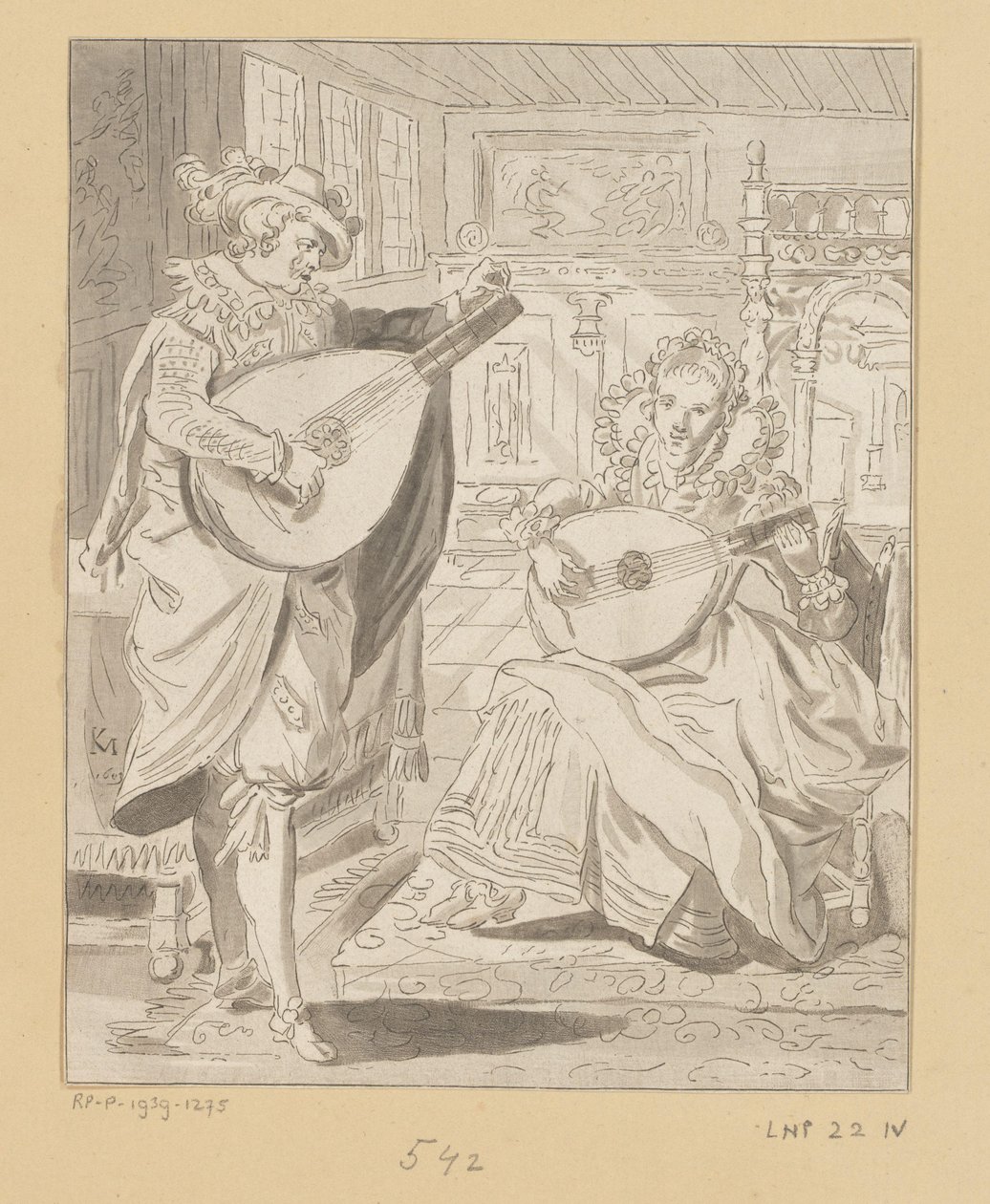 Signore e signora che suonano il liuto da Bernhard Schreuder